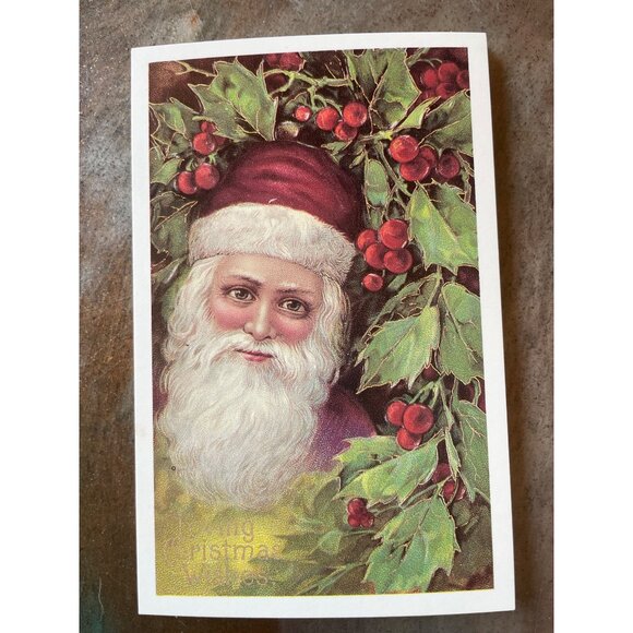 Vintage Victorian Christmas & New Year Postcards Set Girls Boys Santa Angels - Picture 5 of 11